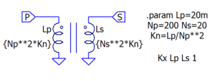 Turns are entered as parameters from which the inductance is calculated