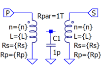 DC to DC (because of "core") transformer with two windings.