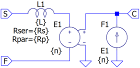 This simple subcircuit is equivalent to an inductor or transformer winding.